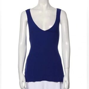 Rosetta Getty Tank Top Royal Blue Scoop Neck  100% Viscose Criss Cross Draped 4